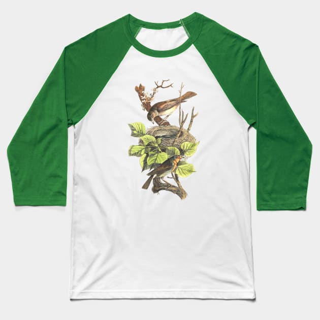 BIRDS ON THE NEST Baseball T-Shirt by Biophilia